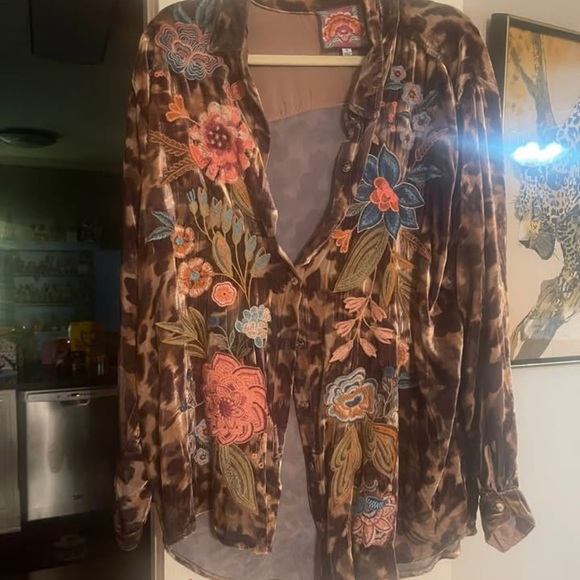 Johnny Was Tops - Johnny Was Multicolor Floral Button Down Shirt